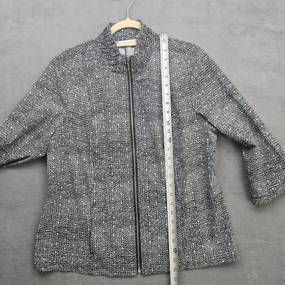 Chico’s Weekends Black White Geometric Zip‎ Jacket Womens Size 2